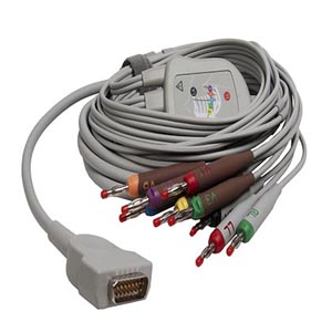 Cabo tronco integrado de ECG com cabo de derivações de 10 vias/LDWR AHA, Único. Cabo tronco integrado de ECG com cabo de derivações de 10 vias/LDWR AHA, Único.