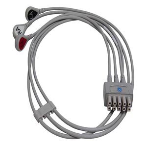 Conjunto de derivações de ECG, 3 vias, encaixe, AHA, 74 cm/29 pol, Único. Conjunto de derivações de ECG, 3 vias, encaixe, AHA, 74 cm/29 pol, Único.